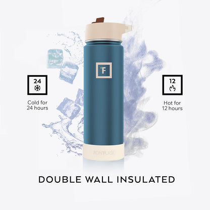 IRON °FLASK Camping & Hiking Hydration Flask with Straw, Wide Mouth Insulated Stainless Steel Sports Water Bottle - 22 oz Aurora