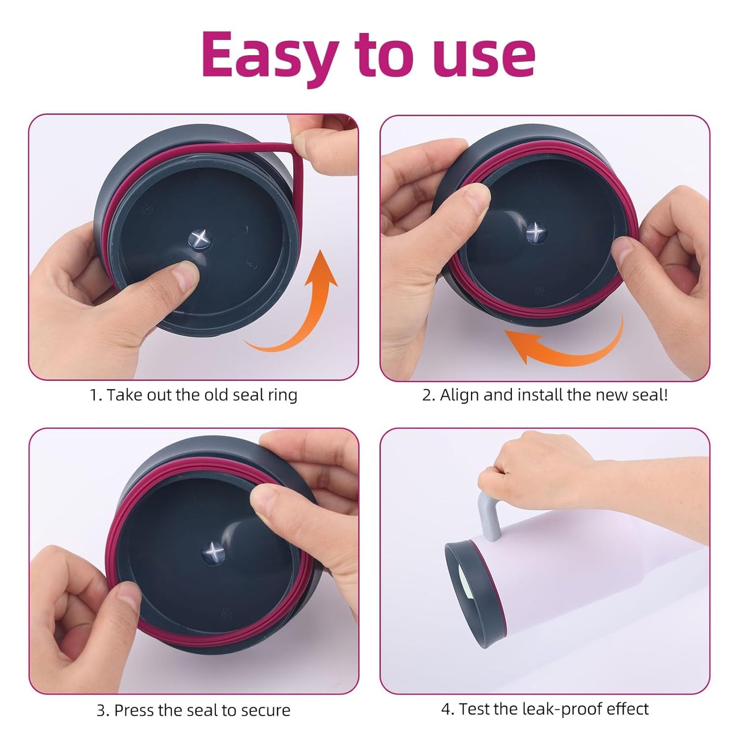 BOXOB 4pcs Gasket Replacement for Owala 40oz Tumbler, Silicone O Ring Water Bottle Ring Seal Lid Gasket Replacement Parts Accessories Compatible with Owala 40oz Stainless Steel Cup (Grey)