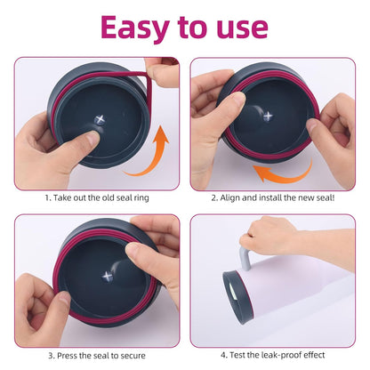 BOXOB 4pcs Gasket Replacement for Owala 40oz Tumbler, Silicone O Ring Water Bottle Ring Seal Lid Gasket Replacement Parts Accessories Compatible with Owala 40oz Stainless Steel Cup (Grey)