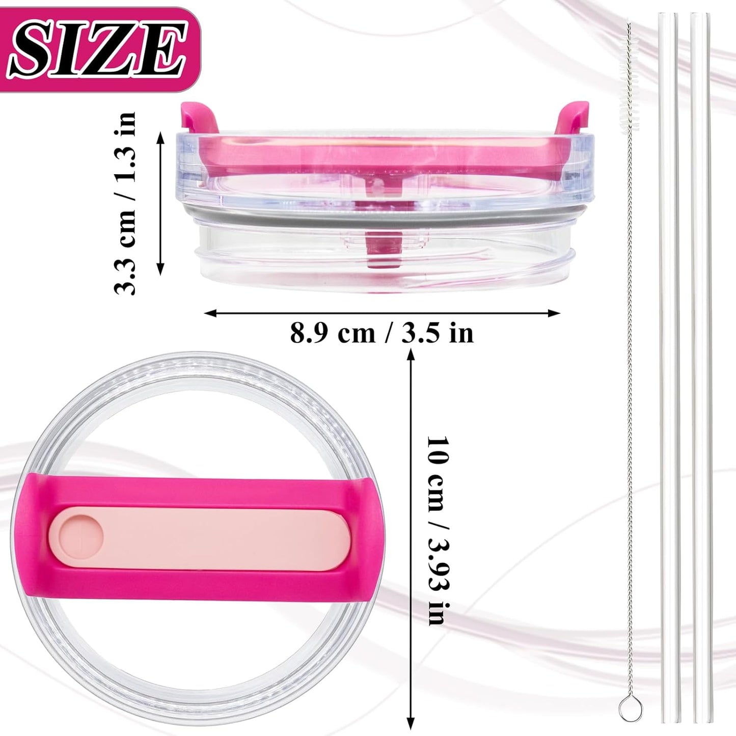 40oz Tumbler Lid Compatible for Stanley, 2 Pack Replacement Tumbler Lids Fit for Stanley Quencher 2.0 Tumbler 40 OZ, with Straws and Cleaning Brush (Orchid)