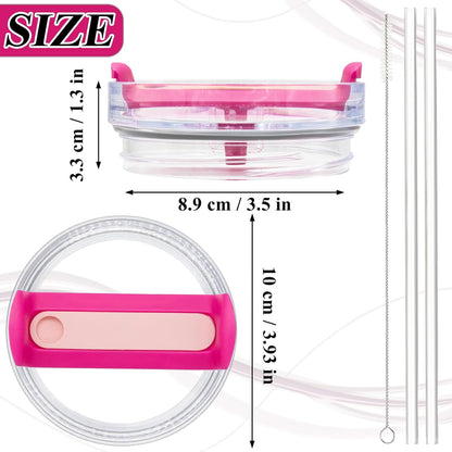 40oz Tumbler Lid Compatible for Stanley, 2 Pack Replacement Tumbler Lids Fit for Stanley Quencher 2.0 Tumbler 40 OZ, with Straws and Cleaning Brush (Orchid)