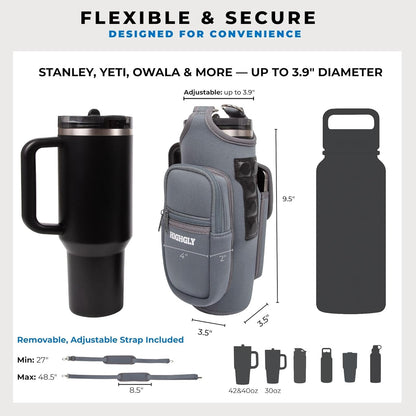 Tumbler Carrier Bag for Stanley & Owala 30–40oz, Magnetic Water Bottle Holder for Gym Equipment, Crossbody Cup Holder with Phone Pocket
