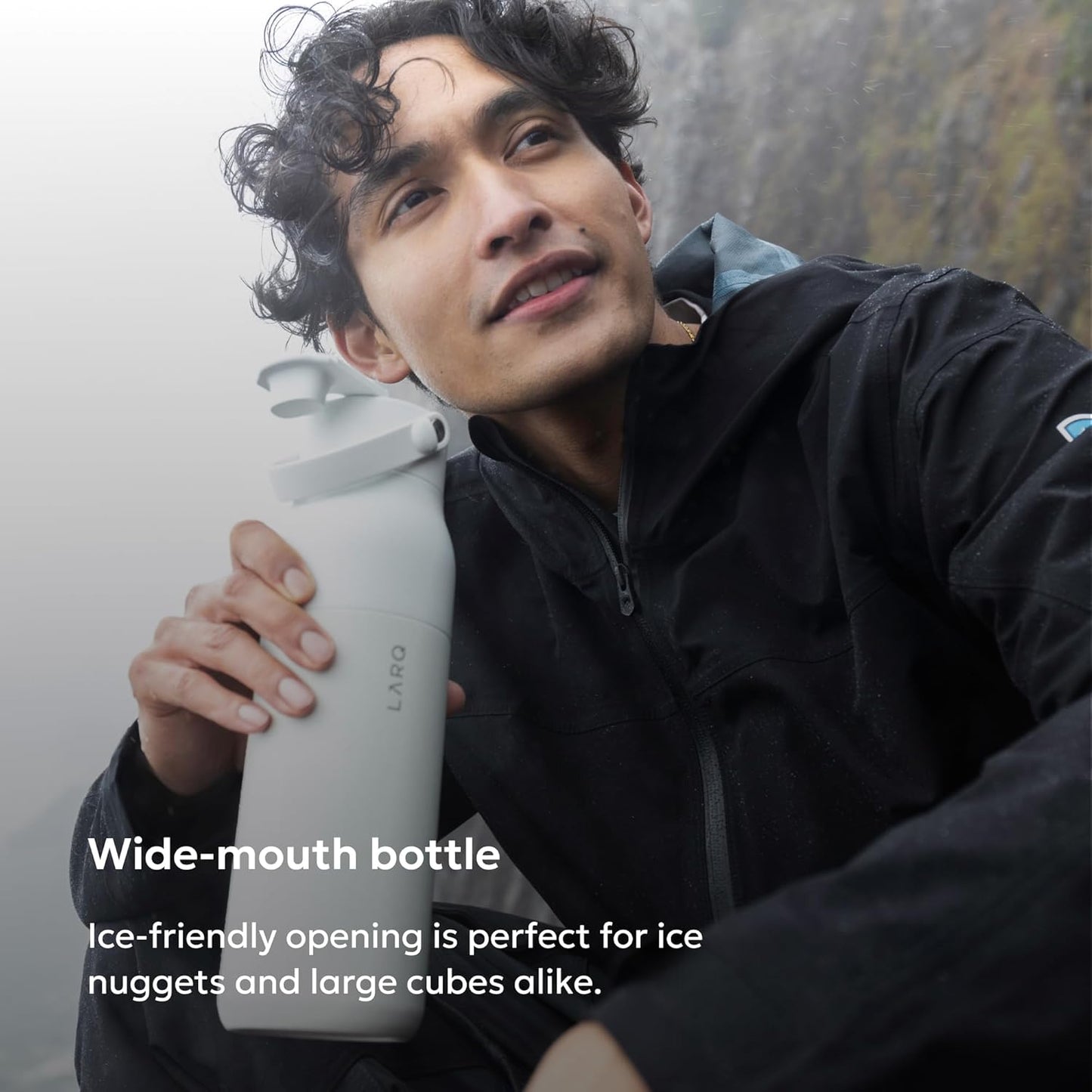LARQ Swig Top — Insulated Stainless Steel Water Bottle with Straw, Detachable Silicone Handle, Vacuum 24h Cold, BPA-Free Metal Bottle for Gym, Travel, Office, Wide Mouth for Ice — 23 oz, Mojave Dune