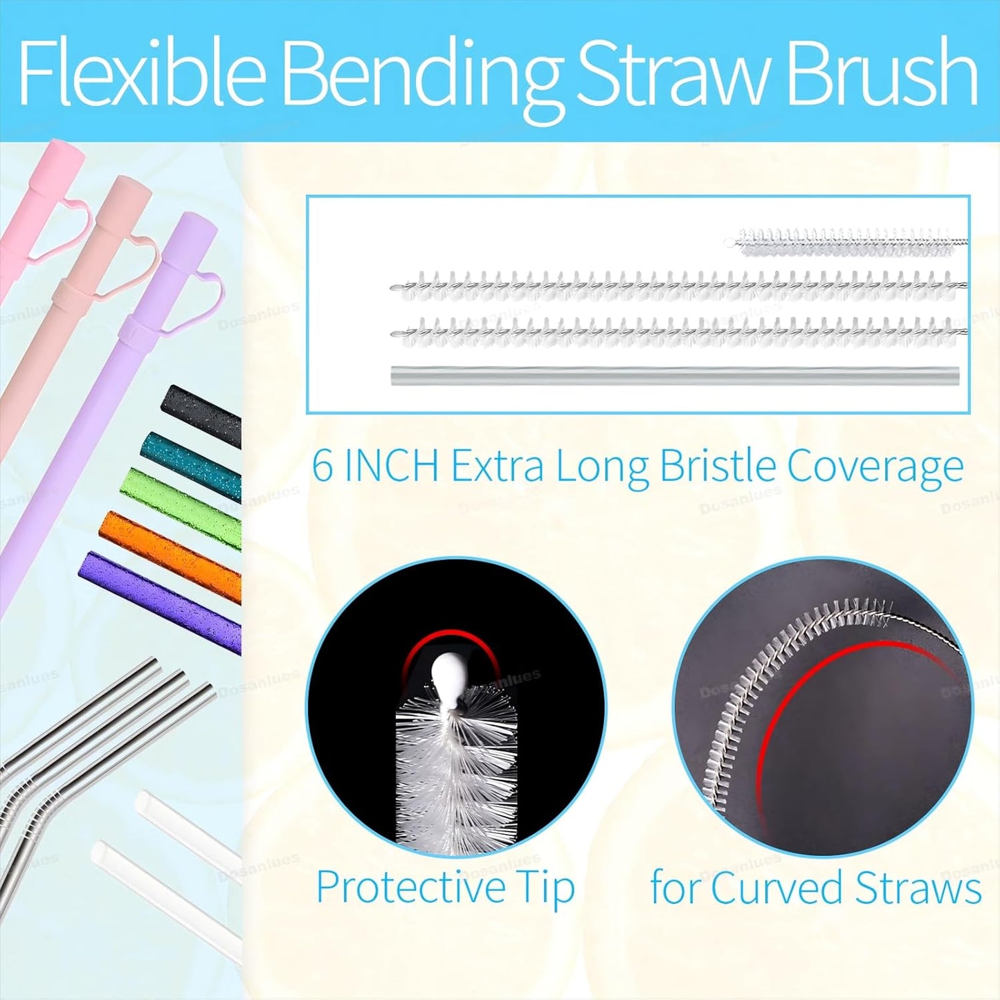 8Pcs Water Bottle Cleaner Brush Compatible with Stanley, Multipurpose Brush Cleaner Kit with Nylon Straw Brush 4 in 1 Bottle Gap Cleaner and Silicone Cup Cleaners