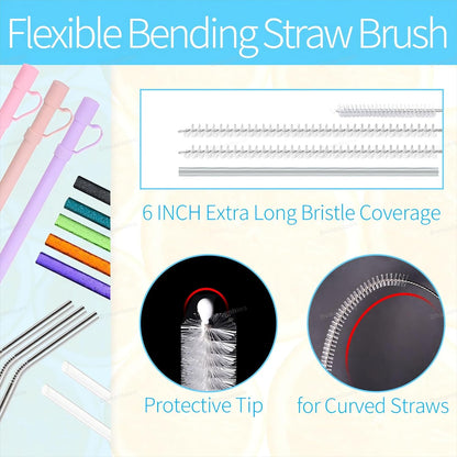 8Pcs Water Bottle Cleaner Brush Compatible with Stanley, Multipurpose Brush Cleaner Kit with Nylon Straw Brush 4 in 1 Bottle Gap Cleaner and Silicone Cup Cleaners