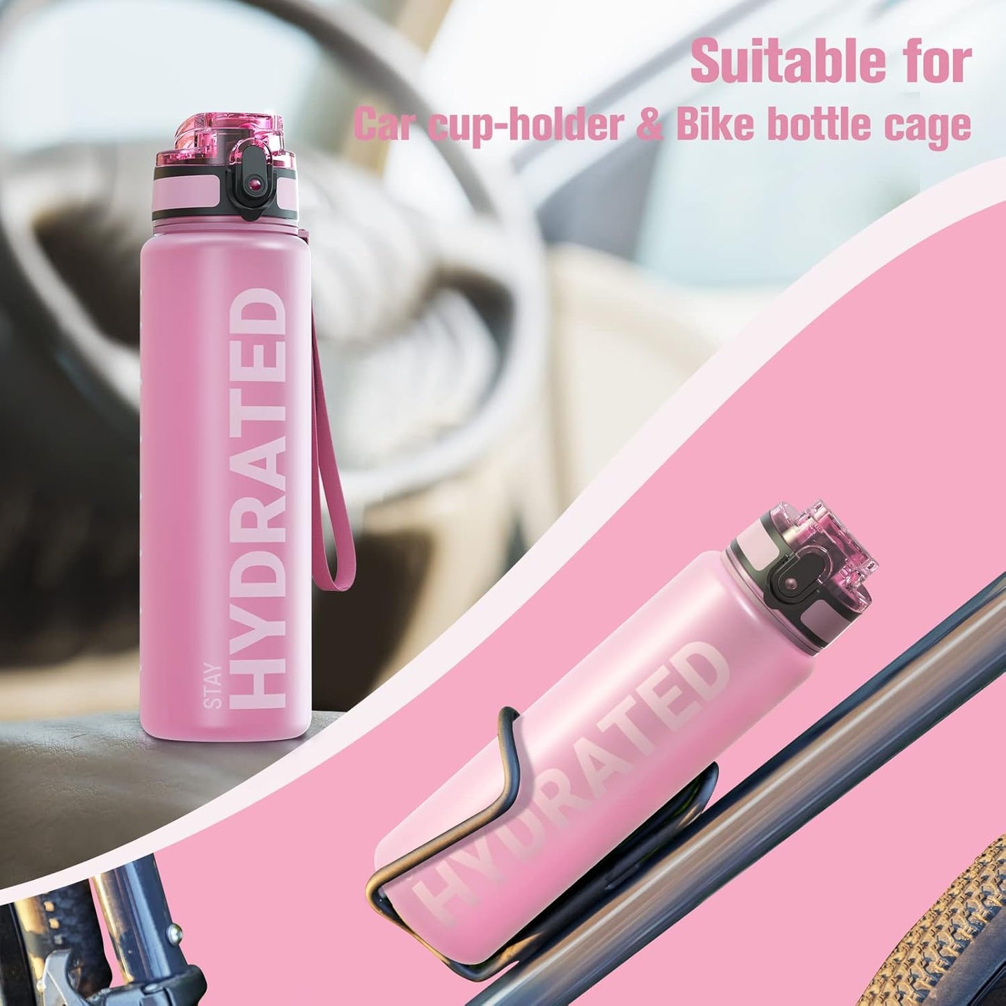 Sahara Sailor Water Bottle 32oz, Durable and Leakproof Water Bottles Motivational with Time Marker, Tritan, BPA Free, Wide Mouth with Easy Clean Brush for Gym, Travel, Home, School, Office (1 Bottle)