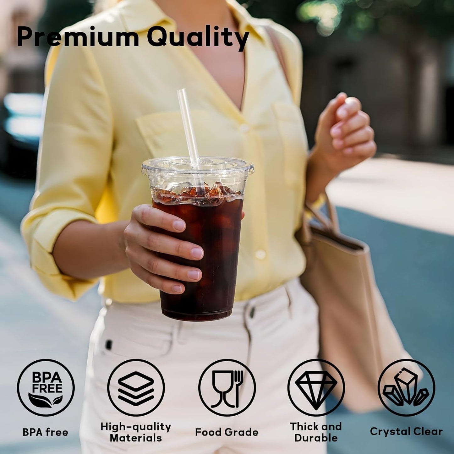 AOZITA 25 Pack - 16 oz Plastic Cups with Lids and Straws, Clear Iced Coffee Cups with Lids, Disposable Cups with Lids for Cold Drinks, Iced Tea, Milkshakes, Smoothies - Durable & BPA Free
