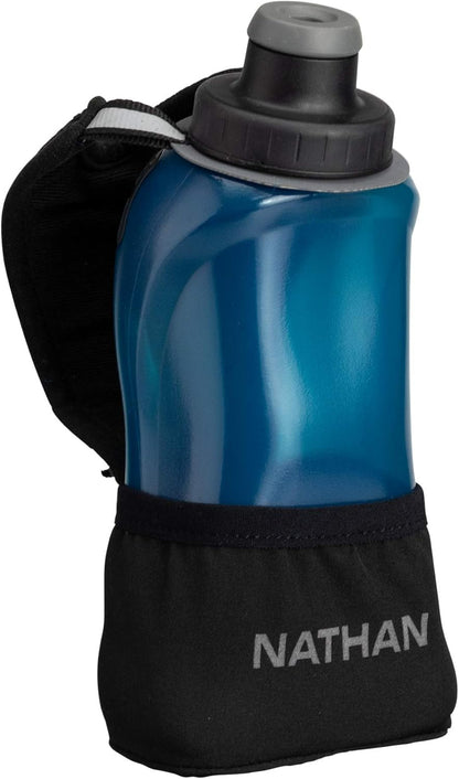 Nathan Running Handheld Water Bottle Adjustable No-Grip Quick Squeeze Lite Hand Strap. Reflective Hydration
