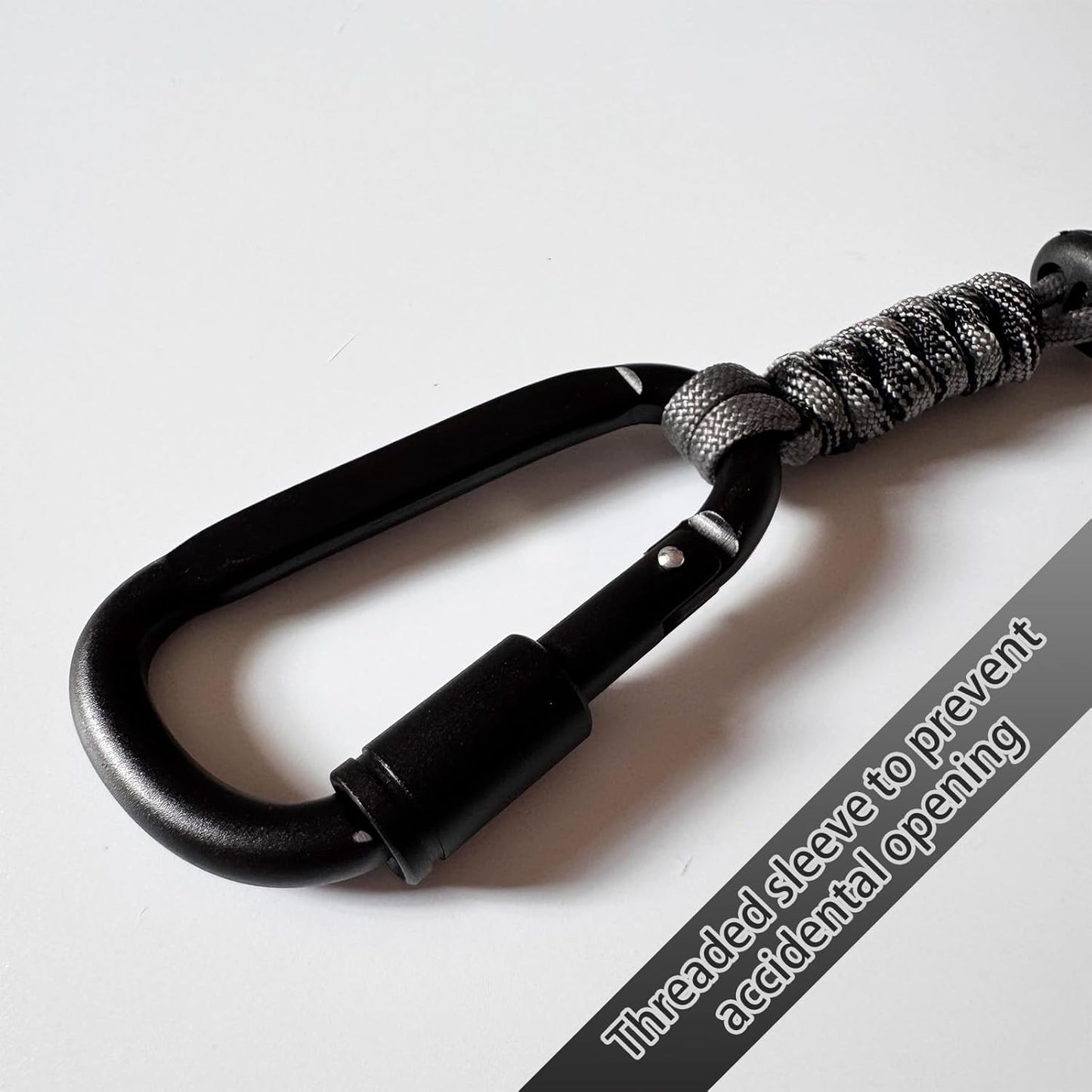 Paracord Keychain/Carabiner Clip - Jaymokes D Ring Metal Hook for Water Bottle, Key, Backpacks and More