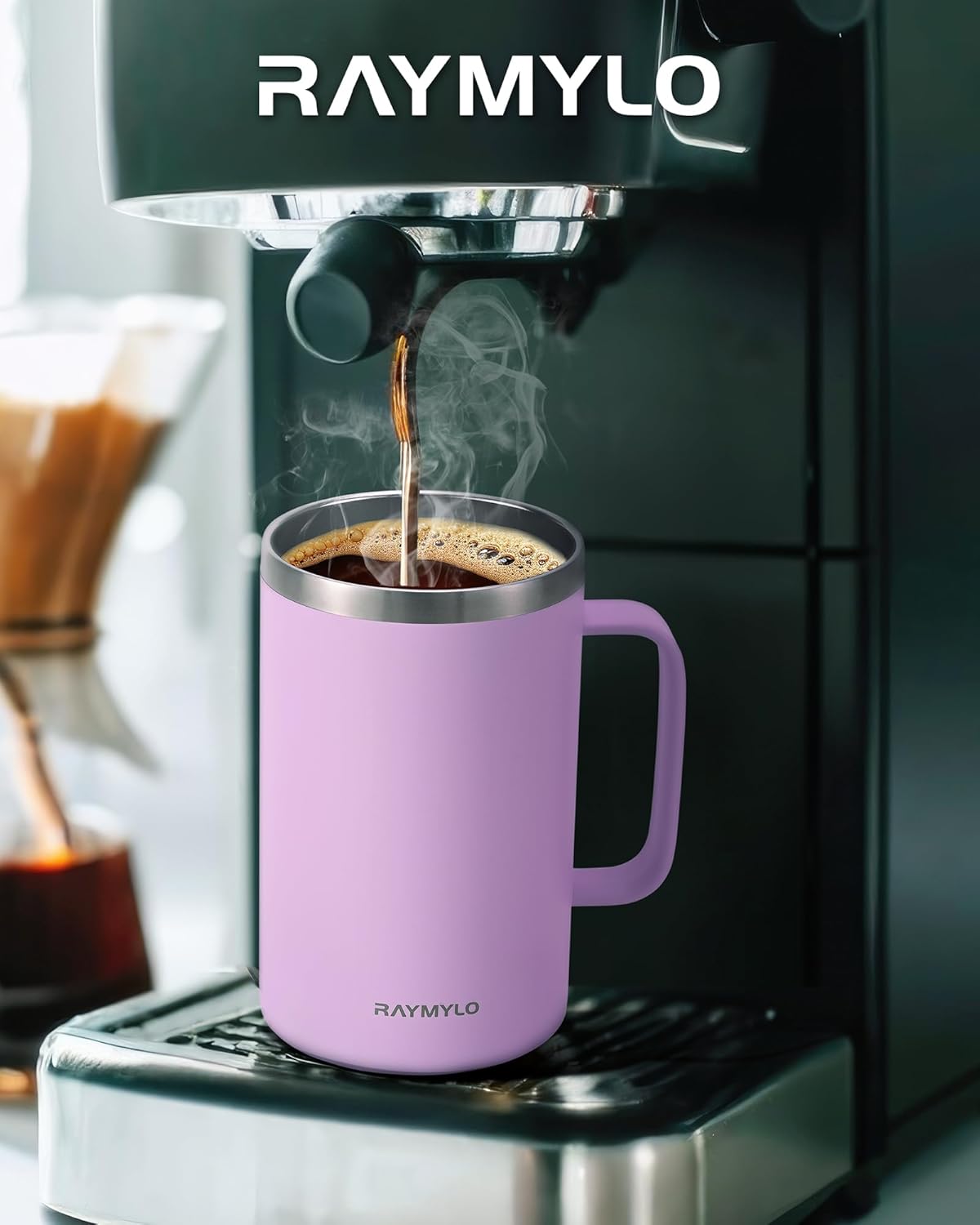 RAYMYLO Insulated Coffee Mug 12 oz, Double Wall Stainless Steel Coffee Mug with Lids, Leak-Proof & Detachable Slider Lid for Thorough Clean, Keeps Coffee Cold for 9 Hrs, Suitable for Camp Home Office