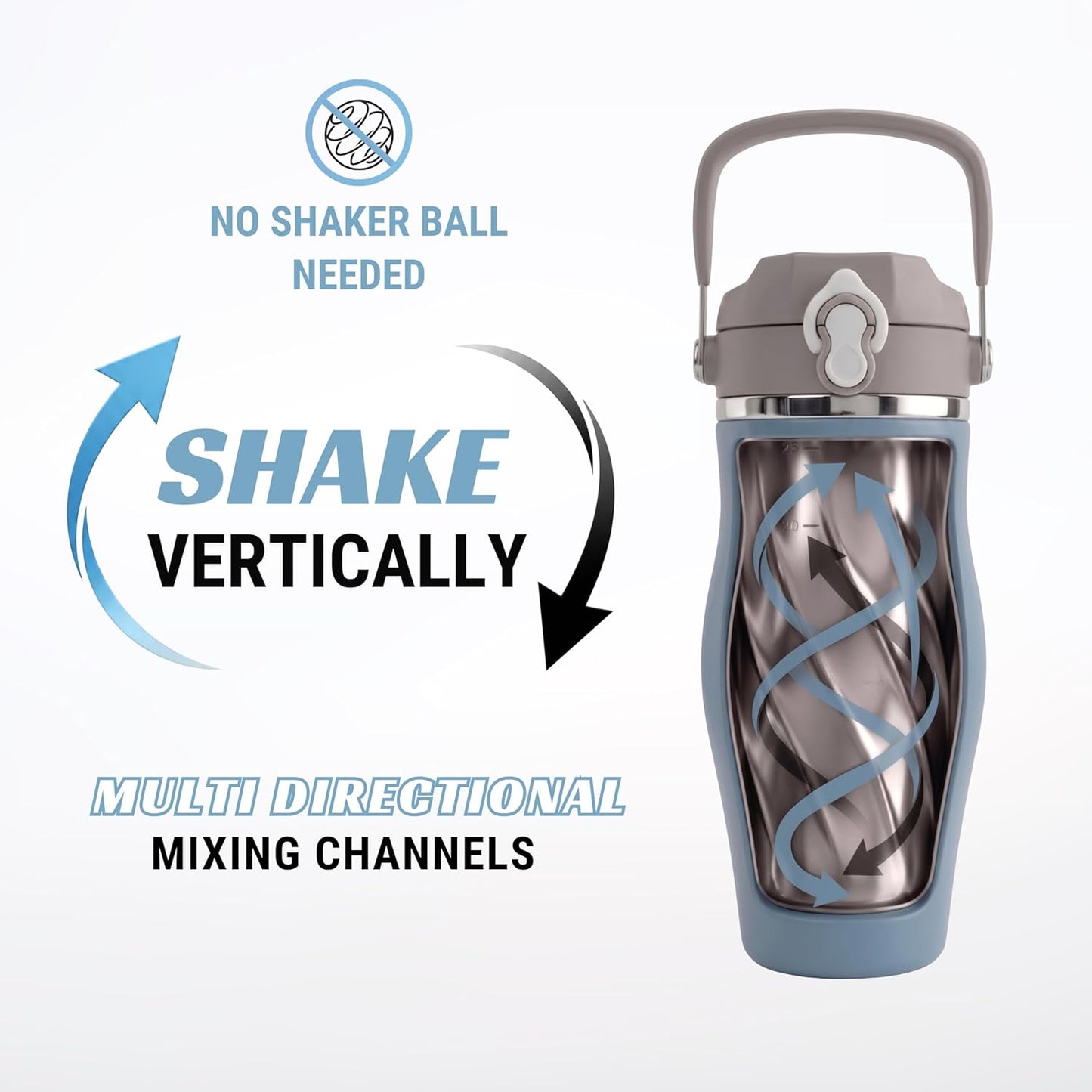 Earth Stone - 24oz Insulated Protein Shaker Bottle - Medical-Grade 316 Stainless Steel - Patent-Pending Clump-Free Design - Odor Proof & Leak-Proof Metal Blender Cup