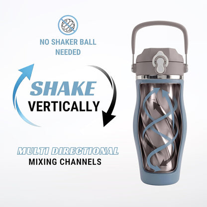 Earth Stone - 24oz Insulated Protein Shaker Bottle - Medical-Grade 316 Stainless Steel - Patent-Pending Clump-Free Design - Odor Proof & Leak-Proof Metal Blender Cup