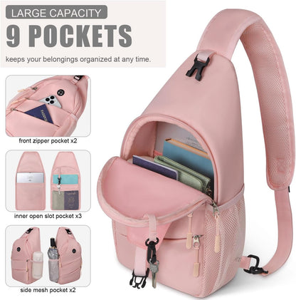 Pritent Crossbody Bags for Women Men Trendy Sling Bag Backpack Casual Chest Bag with Convertible Shoulder Strap