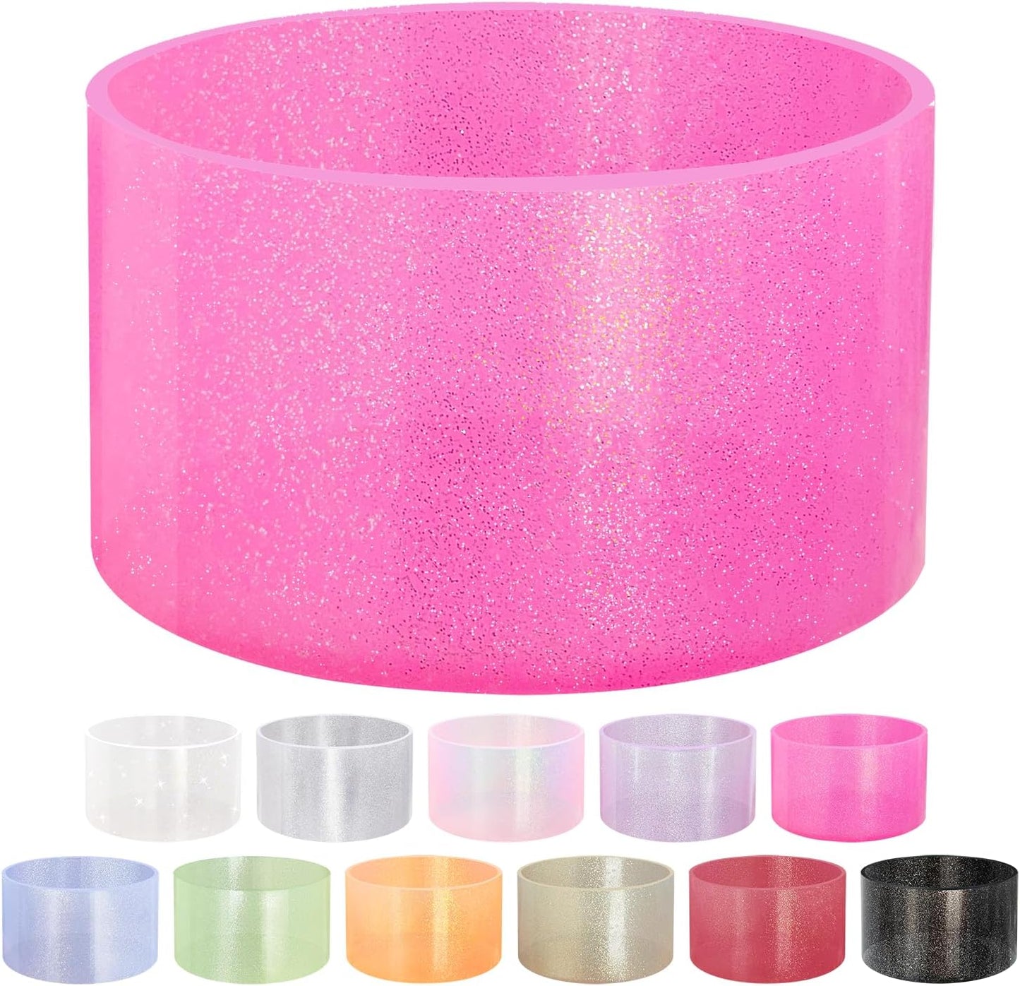 Jelly Luster Glitter Silicone Transparent Boot for Stanley 20-40oz, Compatible with Hydro Flask or Other Water Bottle Tumbler, 2.85-3.0 inch Protective Anti-Slip Bottom Sleeve Cover