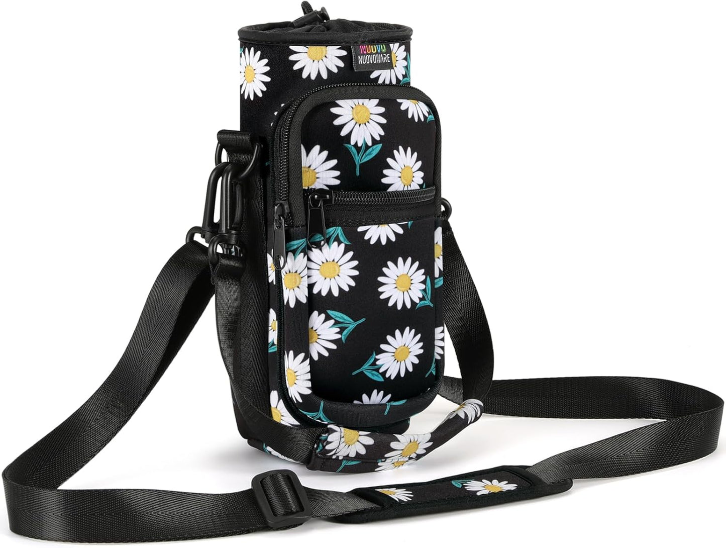 Nuovoware Water Bottle Carrier Bag,25oz/40oz/64oz Bottle Pouch Holder,Adjustable Shoulder Hand Strap 2 Pocket Sling Neoprene Sleeve Sports Accessories for Hiking Travelling Camping