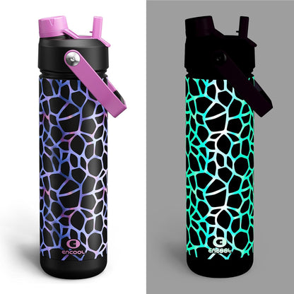 ENCOOL Insulated Water Bottle with Straw Stainless Steel Water Bottle, Leak-Proof, BPA-Free, Double Wall Vacuum Keeps Cold for 24 Hours for Sports, Travel, School (26 oz, Cotton Candy) - Colors B