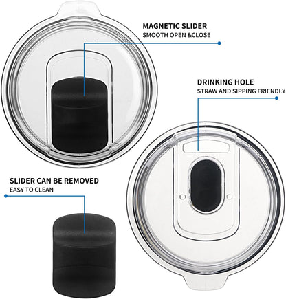 20 oz Tumbler Lid, 2 Pack Replacement Lids Compatible for YETI 20 oz Tumbler 10/24 oz Mug and 10 oz Lowball, Travel Spill Proof Cup Lids Covers with Magnetic Slider Switch, BPA Free