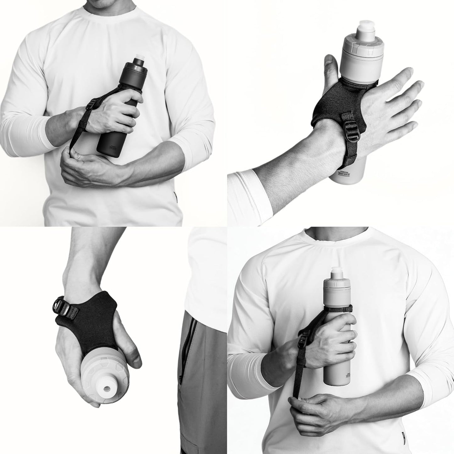 MIYO Insulated Handheld Running Water Bottle 400ml Lightweight Squeeze Bottle with Adjustable Hand Strap, Leakproof Nozzle, BPA-Free for Running, Hiking, Racing & Training (Charcoal)