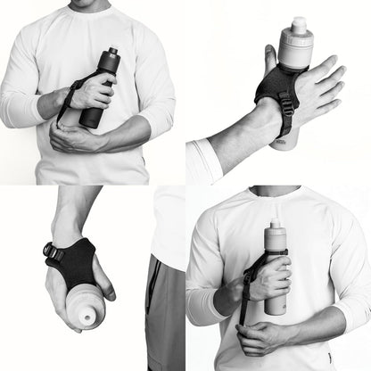 MIYO Insulated Handheld Running Water Bottle 400ml Lightweight Squeeze Bottle with Adjustable Hand Strap, Leakproof Nozzle, BPA-Free for Running, Hiking, Racing & Training (Charcoal)