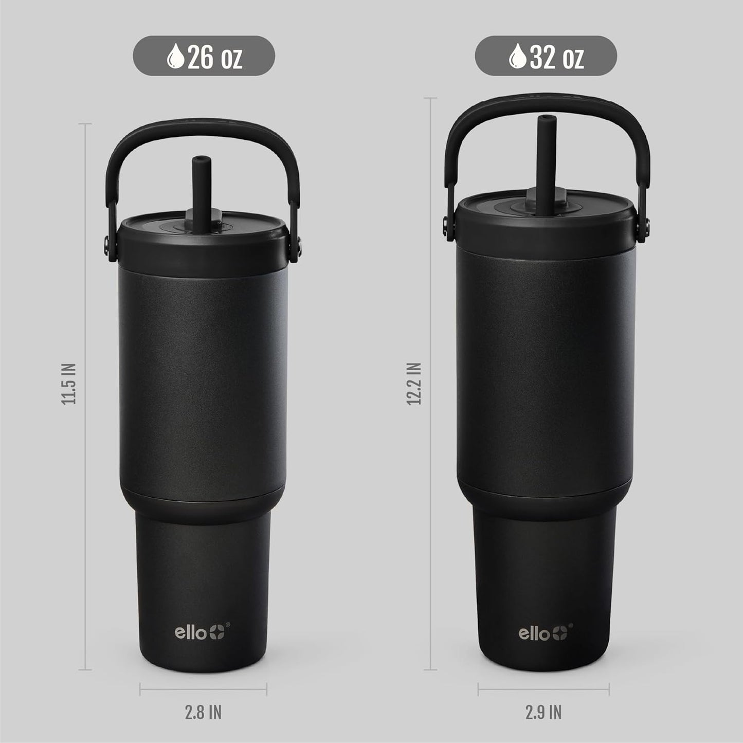 Ello Oasis Go+ 26oz Tumbler with Top Handle and Retracting Straw | Reusable Insulated Stainless Steel Cup, 100% Leakproof Water Bottle, 24 Hours Cold, Cup Holder Friendly For Travel | Wild Rasberry