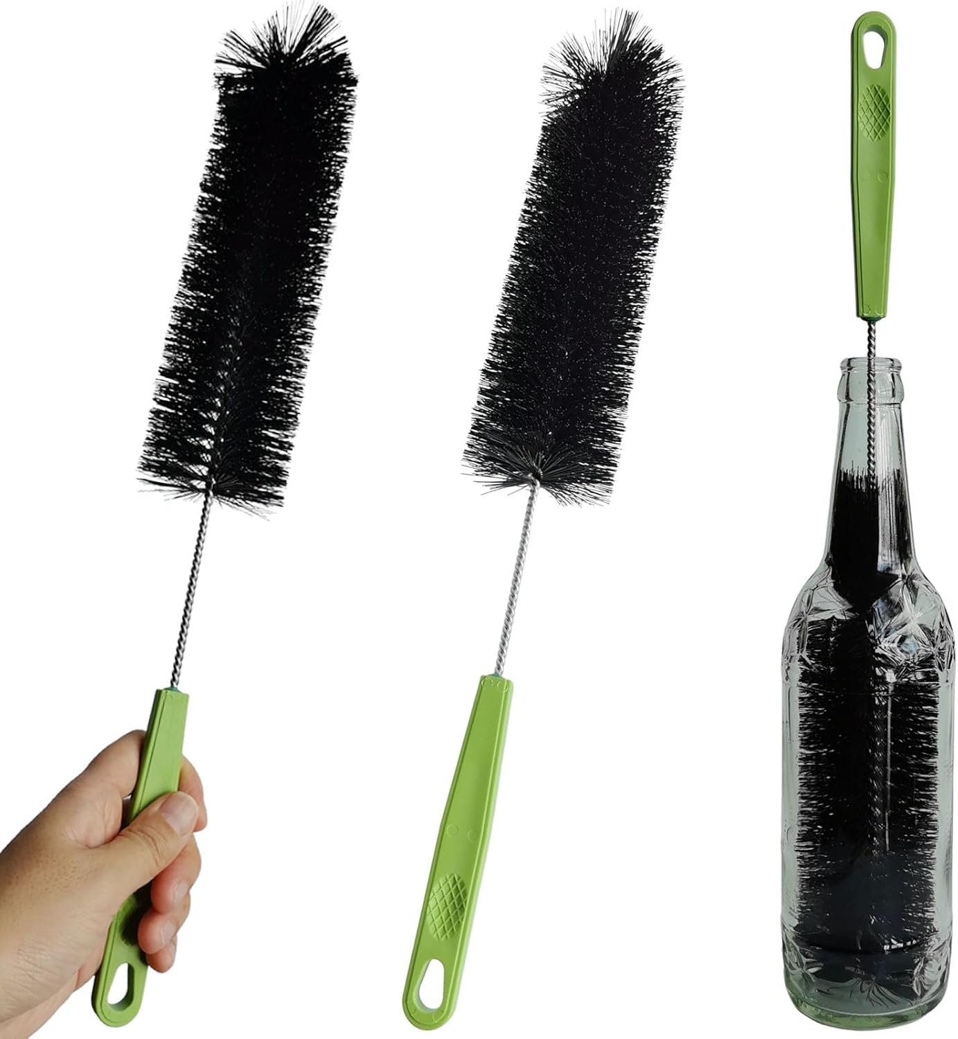 17 Inches Extra Long Handle Bottle Cleaning Brush for Narrow Neck Wine, Beer Bottle, Sport Bottles, Baby Bottles, deep Cups, Vase, Thermos, Glass, Pipes, Kitchen Sinks, Flask, and Hummingbird Feeders