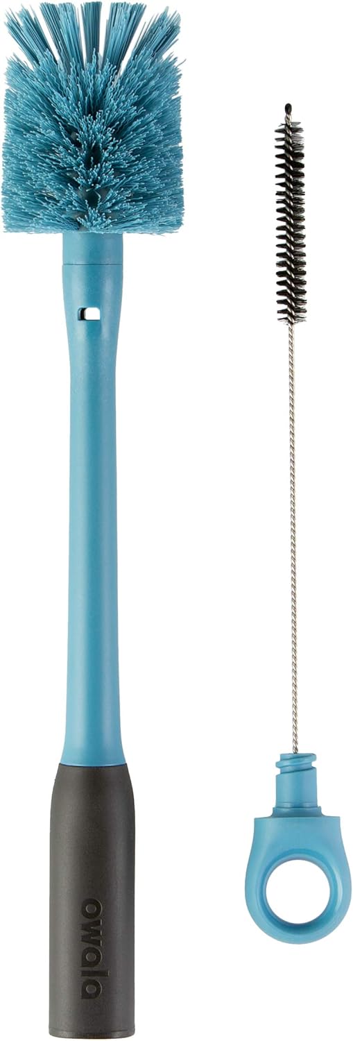 Owala 2-in-1 Water Bottle Brush Cleaner and Water Bottle Straw Cleaner Brush, Water Bottle Brush with Removable Head and Twist n� Hide Straw Brush, Smokey Blue