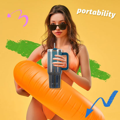 40 oz Tumbler with Handle,Tumbler with Lid and Straw,Double Wall Insulated Cup Stainless Steel Travel Mug(Cold for 34 Hours),Water Bottle for Iced Tea,Coffee,Cold Beverages(Purple)