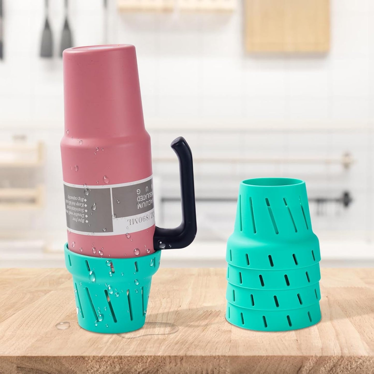 Water Bottle Drying Rack: Silicone Bottle Rack for Faster Drying, Plastic Bag Drying Holder and Cup Accessories Fits Wine Glasses, Coffee Mugs, Fits for Stanley Owala Hydro Flask Yeti CamelBak