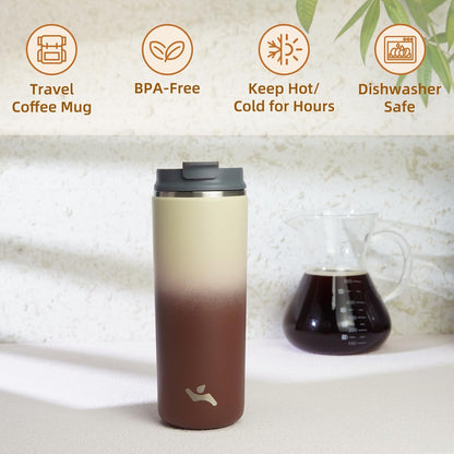 Konokyo Tumbler with Lid, 16 oz Travel Coffee Mug Double Wall Vacuum Stainless Steel Thermal Metal Cup Insulated Water Bottle,Navy Blue