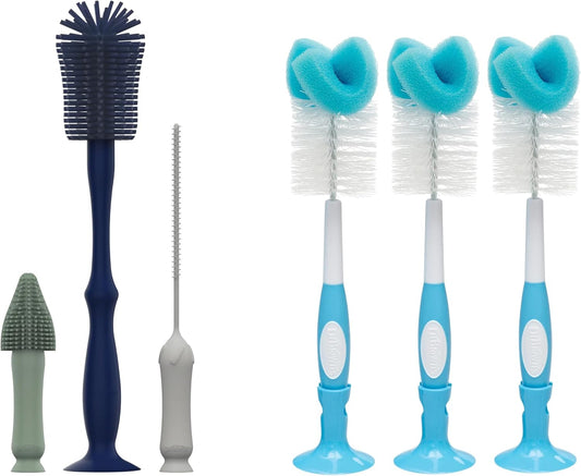Dr. Brown's Silicone Cleaning Brush Set with Bottle, Spout, and Straw Brush, 3 Brushes to Clean Baby Bottles, Spouts, Nipples, and Straws, BPA Free – 3-Pack