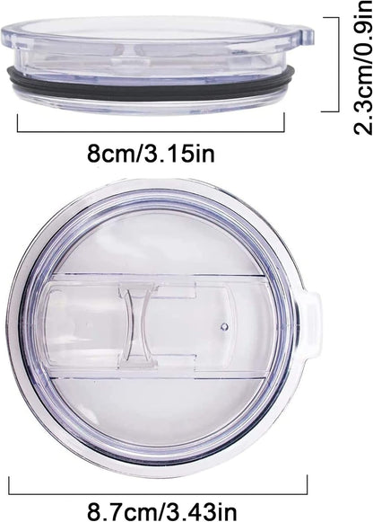 2 Replacement Lids for Stainless Steel Tumbler Travel Cup - Fits OF Inner diameter 3.7 to 3.74 INCH Yeti Rambler and others (Transparent) (30 OZ)