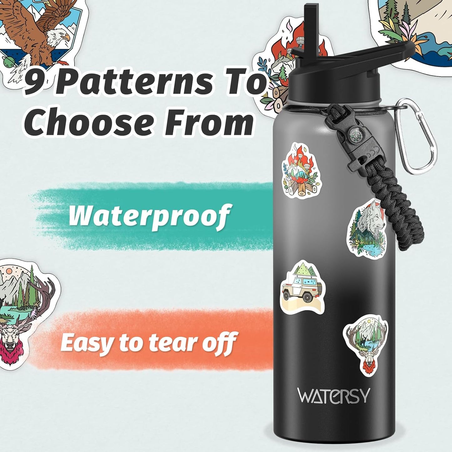 40oz Insulated Water Bottle (Cold for 48 Hrs),BPA Free&Leak Proof,Stainless Steel Water Flask,Water Jug with Straw Spout Lids for Gym,Hiking,Travel,Black Blue