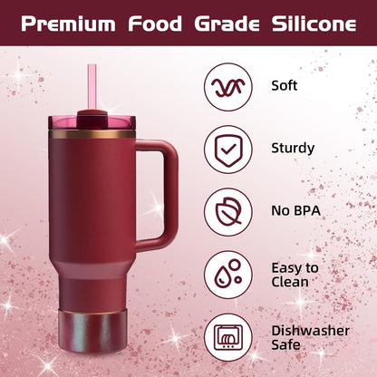 Glossy Gradient Silicone Boot, Compatible with Stanley H2.0 20-40oz & IceFlow 20-30oz, Chameleon Metallic Shimmer Cup Sleeve Protector for Hydroflask and Bottle Bottom with 2.8-3in