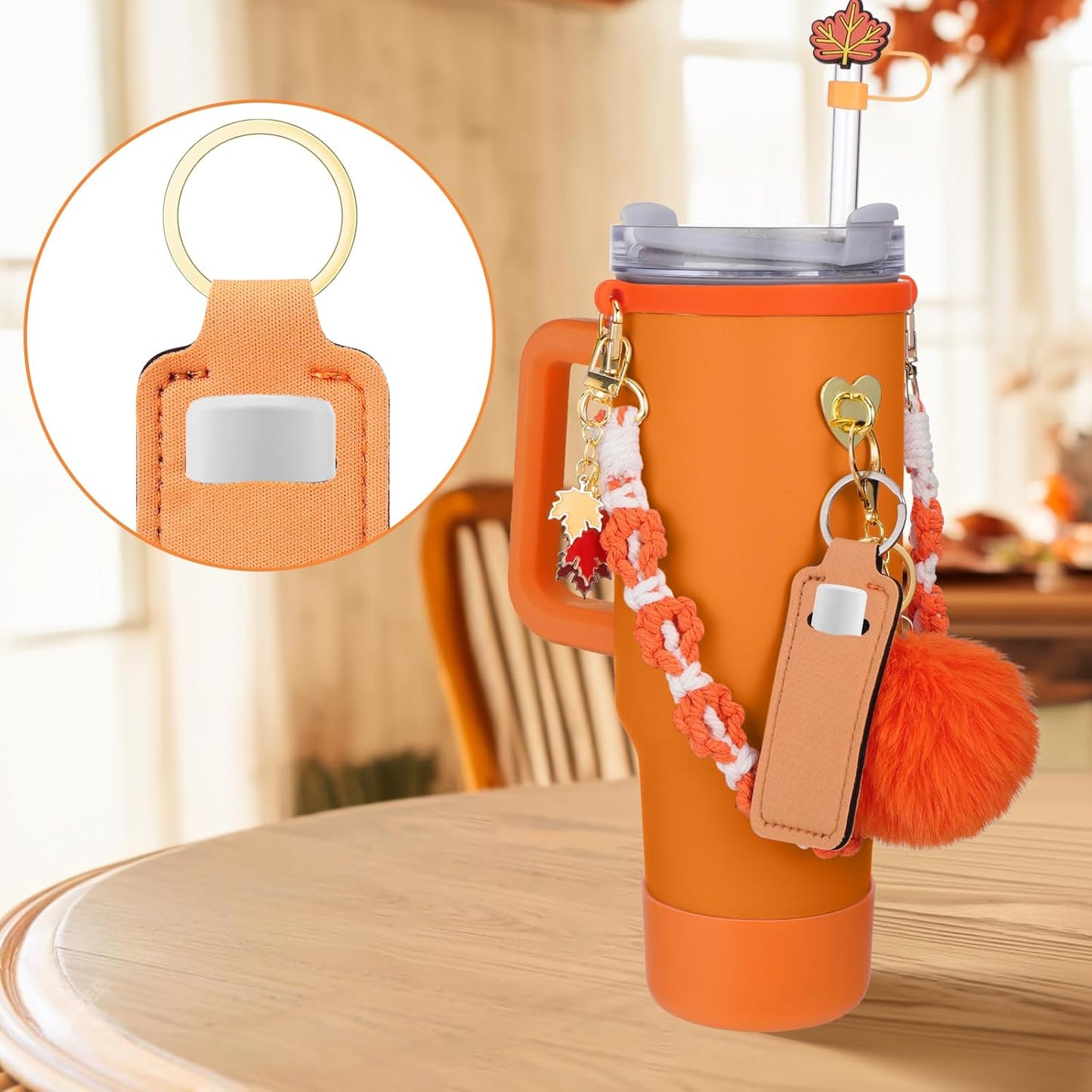 Mity rain Cup Accessories for Stanley Cup 30oz 40oz Tumbler with Handle, Including Water Bottle Handle Strap, Chapstick Holder, Boot, Keychain Charms, Straw Topper Cover Cap for Stanley (Purple)