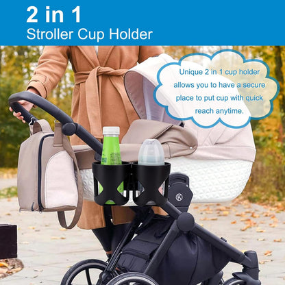 Accmor Stroller Cup Holder, Universal Cup Holder for Walker Wheelchair Bike, 360° Rotatable Stroller Cup Holder Attachment Accessories for Walker, Wheelchair, Scooter