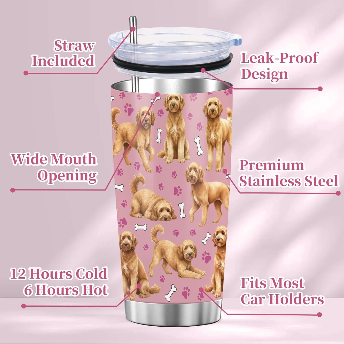 Beagle Gifts for Women Men, 40oz Stainless Steel Insulated Tumbler Travel Cup Mug, Funny and Unique Beagle Gifts for Dog Lover - Colors B
