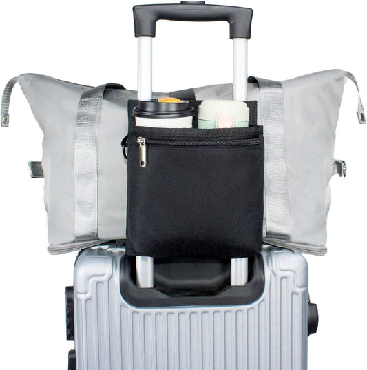 Luggage Travel Cup Holder with Luggage Straps Free Hand Drink Caddy Beverage Holder Travel Accessories Gift for Flight Attendants Businessmen Travelers Fits Roll on Suitcase Handles Black