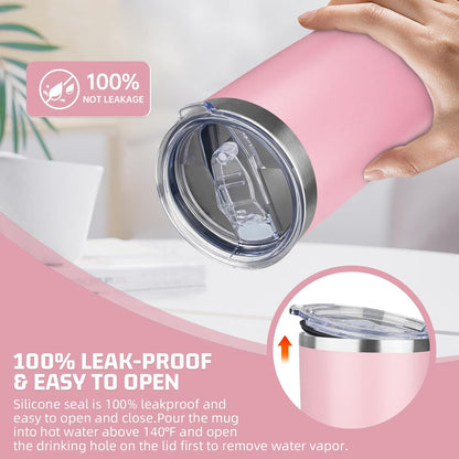 20 oz Tumbler with Lids and Straws, Stainless Steel Insulated Travel Coffee Mug, Double Wall Vacuum Insulated Tumblers, Powder Coated Coffee Tumbler for Cold & Hot Drinks (Light Purple)