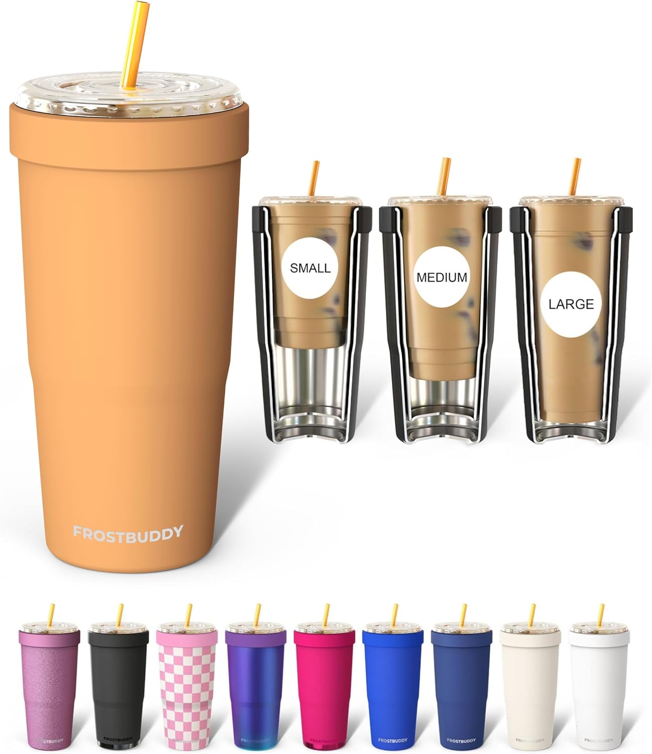 Frost Buddy Togo Buddy | 30 oz Stainless Steel Vacuum Insulated Tumbler | To Go Coffee Cup – Iced Coffee Cups, Iced Coffee Sleeve, Travel Mug, Thermal Cup for Hot & Cold Drinks, Dunkin Cup (Pencil) - Colors A