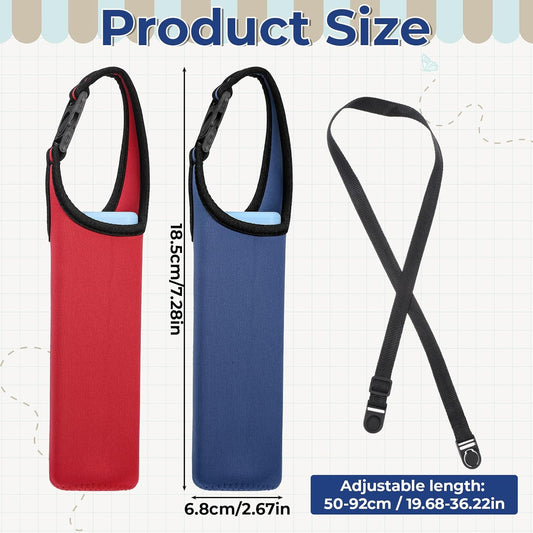 2 PCS Water Bottle Holder with Strap Water Bottle Carrier with Strap Neoprene Sleeve with Carrying Handle, Tumbler Sleeve Bottles Shoulder Carriers Waterbottles Holder with Straps for Portable Sport
