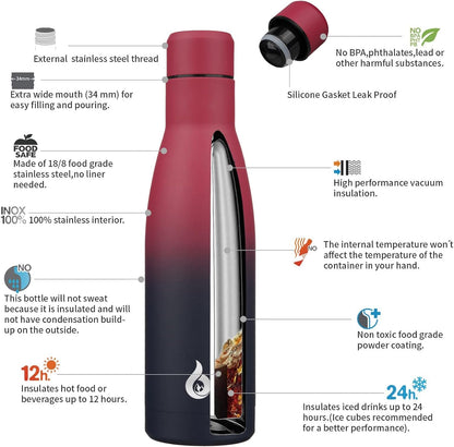 BJPKPK Insulated Water Bottle 12oz Small Stainless Steel Water Bottles Reusable Metal Thermal Keep Cold and Hot,Dreamy Purple - Colors B