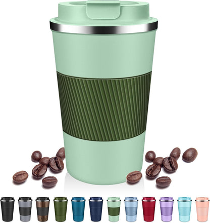 DUBUXW Insulated Coffee Tumblers with Flip Lid 12oz / 17oz, Stainless Steel Travel Coffee Mug Leak Proof, Vacuum Insulated Coffee Mug Reusable Cup, Keeps Cold and Hot for Coffee Tea