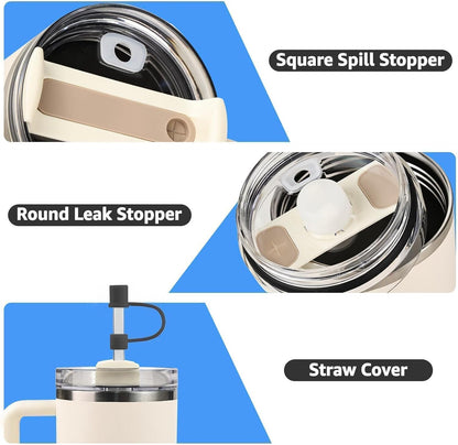 MOLOSLEEVE 21 Colors Straw Toppers Include A Set of Leak-proof Plugs, for Stanley Straw Covers Cap for Stanley Cup 2.0 30oz, 40oz, Silicone, Dust-Proof （Clear）