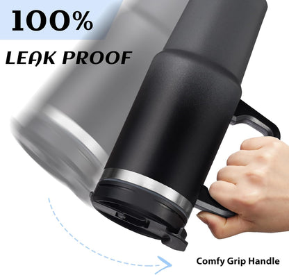 30 oz Tumbler with Handle and Straw - Keep Cold 36H & Hot 12H, Metal Coffee Cup with Lid (Straw & Flip Lid), 30oz Insulated Stainless Steel Thermal Mug, Leak-proof Travel Water Bottle
