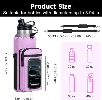 MoKo Magnetic Gym Bag, Magnetic Water Bottle Holder with Clear Phone Pouch, Built-in 4 Magnets Fitness Bag for Men and Women Compatible with Most Water Bottles, Gym Accessories Gifts, Black
