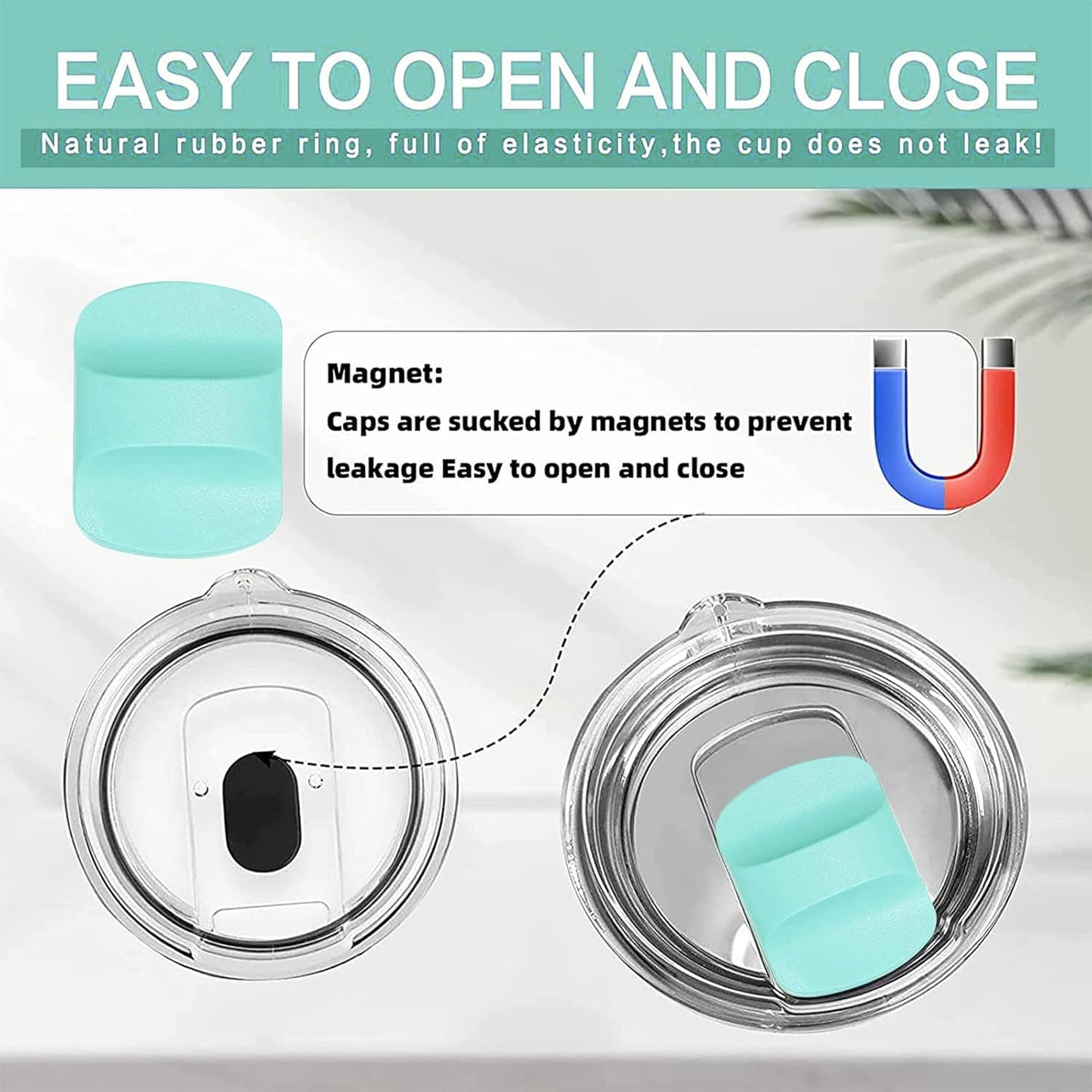 Replacement Magnetic Lid Slider,Compatible with YETI Lid 10oz, 14oz, 16oz, 20oz, 26oz, 30oz,Magnetic Spill Proof Tumbler Cover(4 Packs)