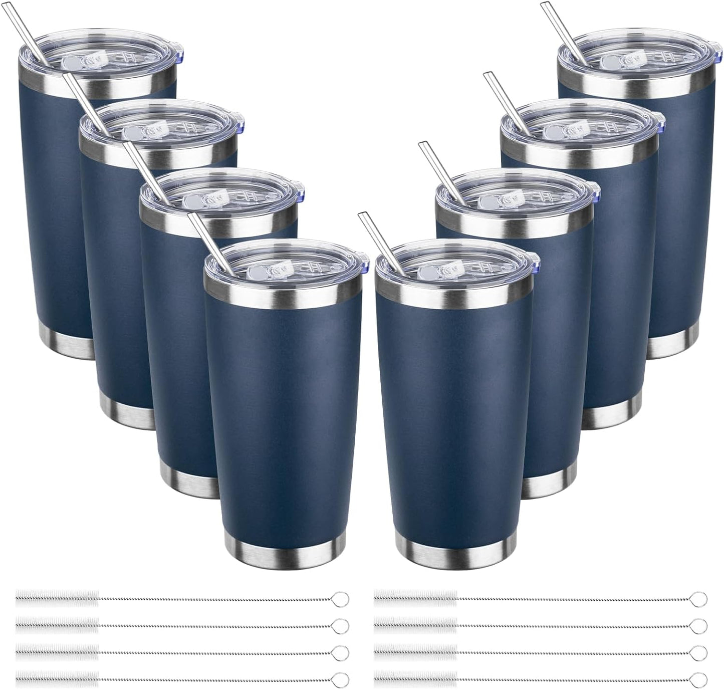20oz Tumbler with Straw and Brush, Stainless Steel Vacuum Insulated tumbler, Double Wall Insulated Coffee Tumbler for Outdoor, Home, Travel,Office (Buff,1pcs)