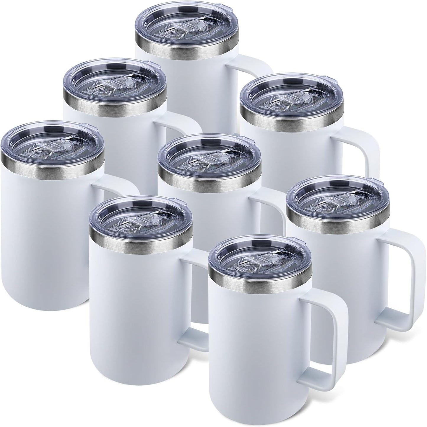 22oz Insulated Coffee Mug with Handle & Leak-Proof Lid - Double Wall Stainless Steel Travel Tumbler for Commute/Office/Home, Orange, 1 Pack