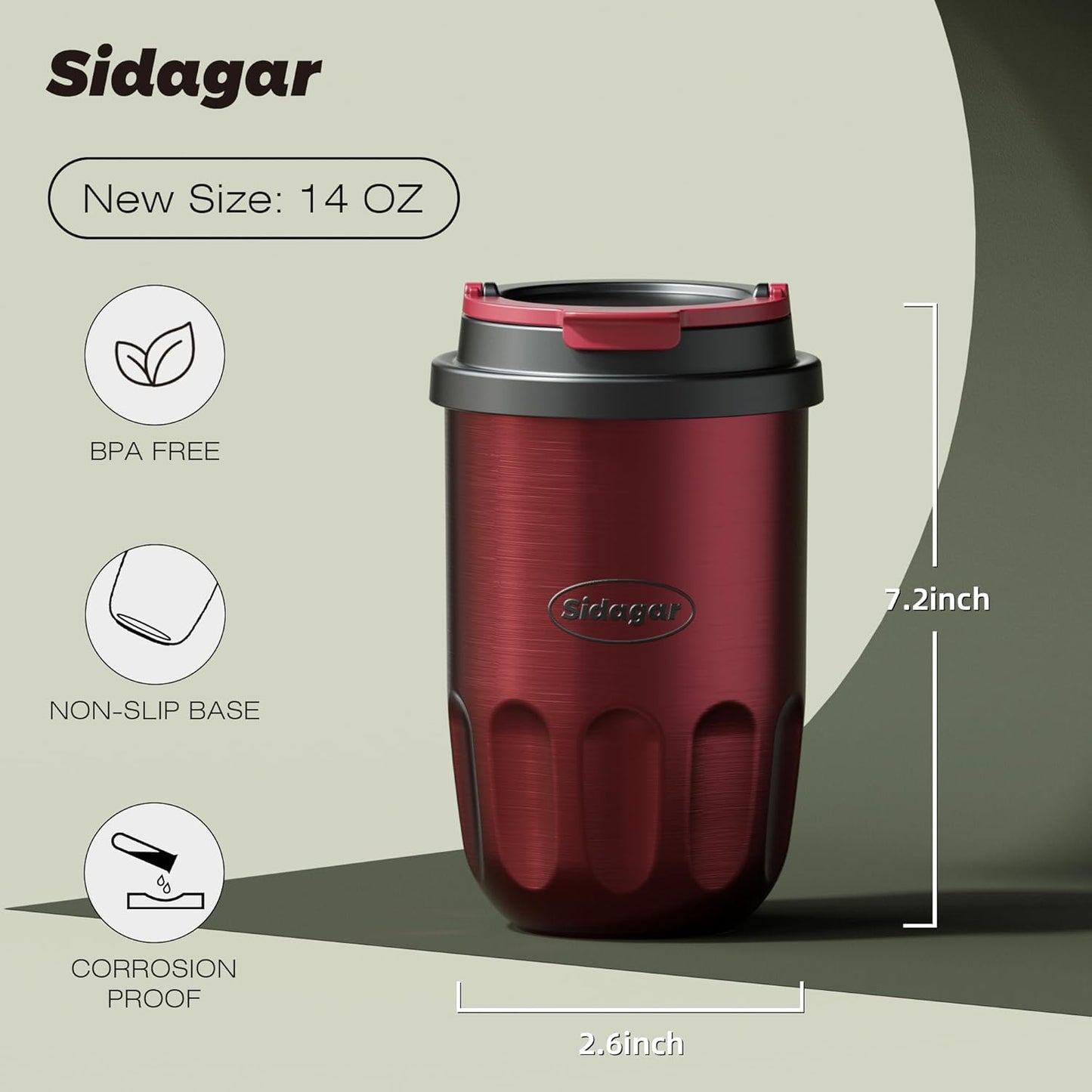 Travel Coffee Mug 10 oz Ceramic Lined Tumbler, Double Wall Stainless Steel Coffee Cup with Lid, Vacuum Spill Proof Mini Water Bottle, Insulated Thermal Mug for Home Office, Orange