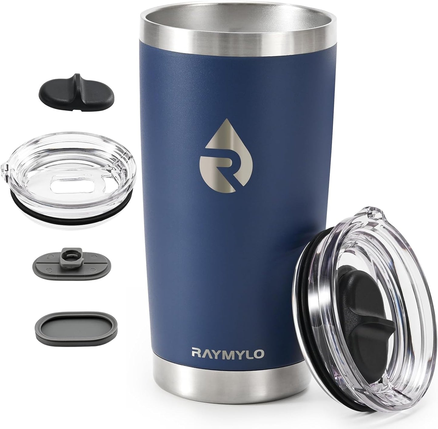 RAYMYLO Insulated Travel Coffee Tumbler 20oz, Detachable & Spill-Proof Slider Lid for Thorough Clean, Stainless Steel Reusable Coffee Mug with Lid Fits Most Car Cup Holder & BPA Free